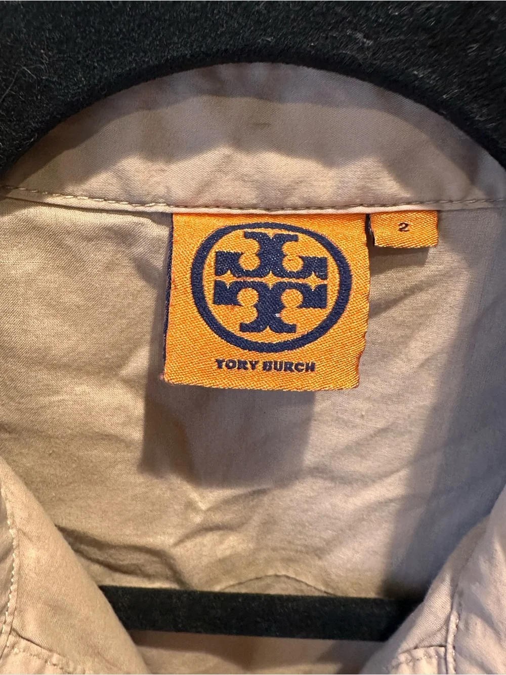 Tory Burch Blythe Khaki Safari Shirt Dress Tan Utility Size 2 MINT